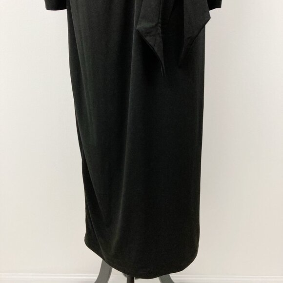 NWT Eloquii Cross Front Midi Dress Size 22 Black Long Sleeve Self-ties Neutral - Picture 4 of 9